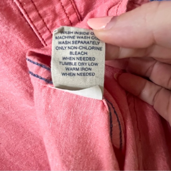 modern amusement shirt mens size large pink blue pocket cotton linen - Picture 4 of 9